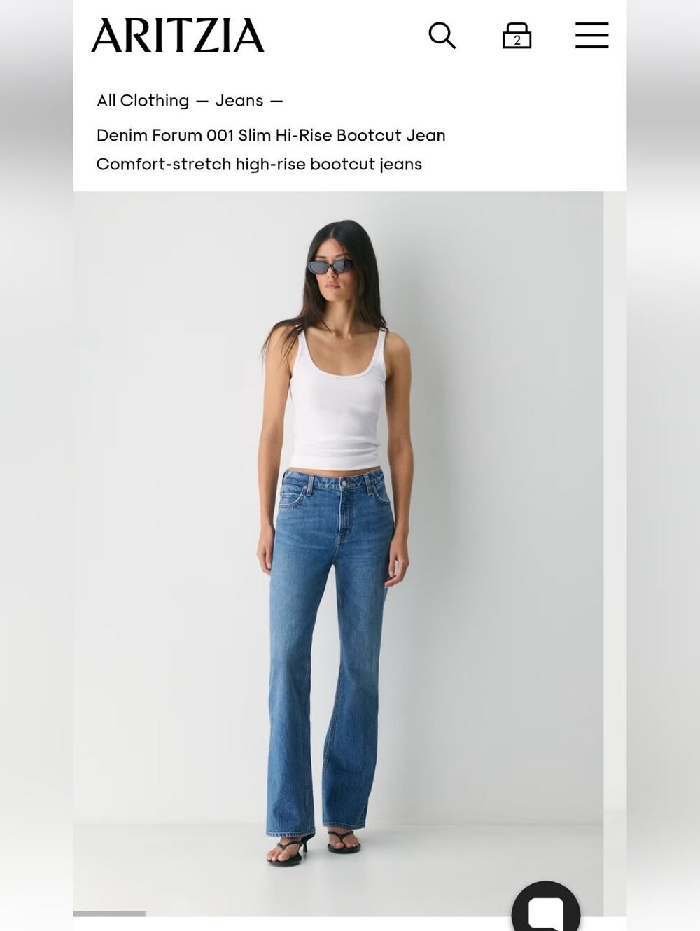 Aritzia Denim Forum 001 Slim Hi-Rise Bootcut Jean 5 Yrs Kiss N Tell Bleu